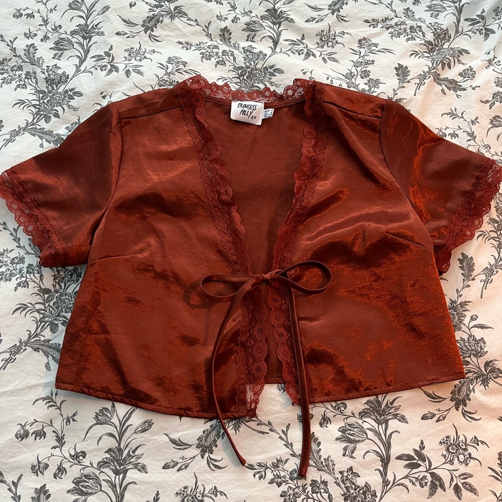 Satiny Tie Up Cropped Bolero/Shrug